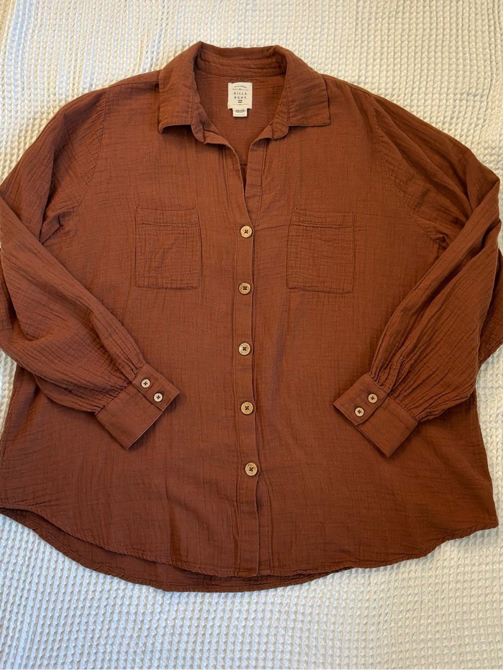 Billabong Women's Rust Brown Button-Down Shirt